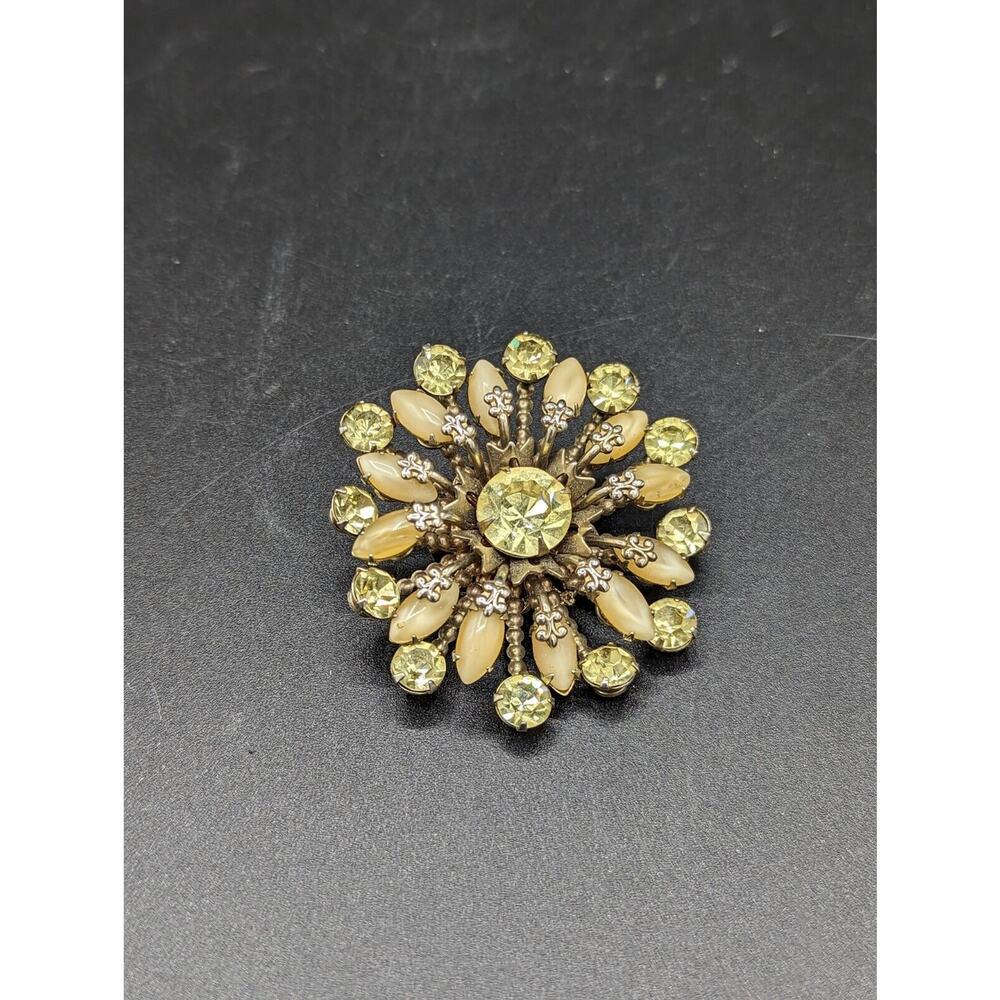 Vintage Crystal Brooch Pendant Lapel pin Shines Sparkles A little bent As Is